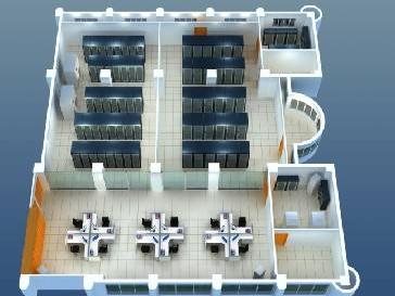 海南某衛生局直觀機房，3D機房監控界面設計